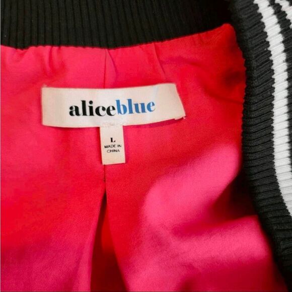 Alice Blue Jacket Size Large 100% Silk Floral Zip Up Pretty Statement - Picture 6 of 7